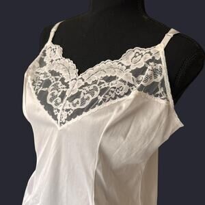 womens vintage satin Delicate lace slip top L dainty coquette cottage romantic